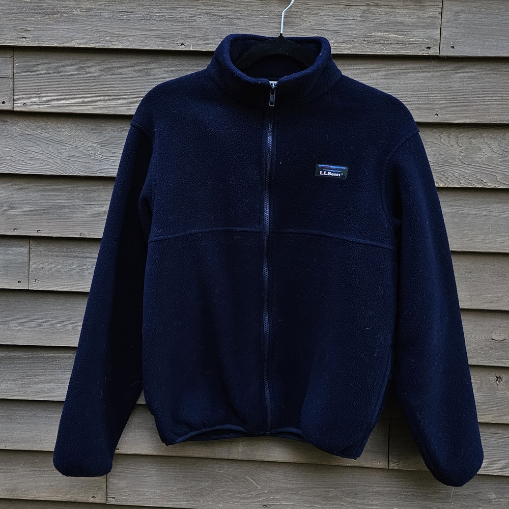 L.L. Bean Vintage Deep Blue Fleece Jacket, Made In Maine, Women's Small